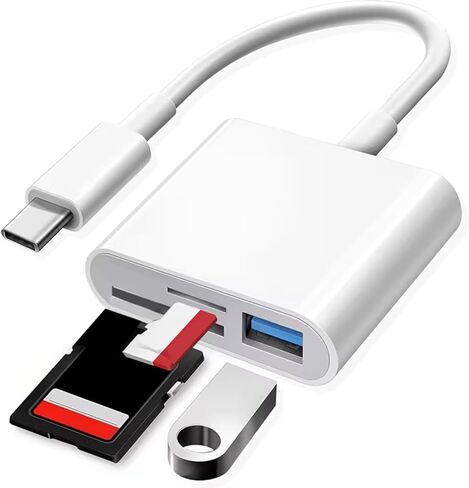 3-in-1 USB-C SD/TF/Micro SD Card Reader Compatible for USB-C Smartphones, Tablets, Cameras, OTG Devices - Fast Data Transfer, Compatible with & Devices (No External Power Required) in Kuwait