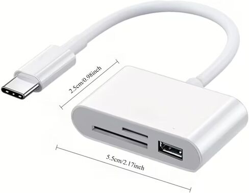 3-in-1 USB-C SD/TF/Micro SD Card Reader Compatible for USB-C Smartphones, Tablets, Cameras, OTG Devices - Fast Data Transfer, Compatible with & Devices (No External Power Required) in Kuwait