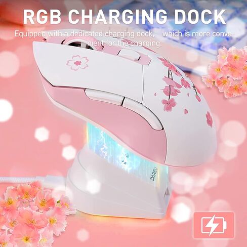 DAREU EK98pro Sakura Pink لوحة مفاتيح ميكانيكية لاسلكية وماوس ألعاب لاسلكي مع قاعدة شحن كومبو (مفتاح سحابي) in Kuwait