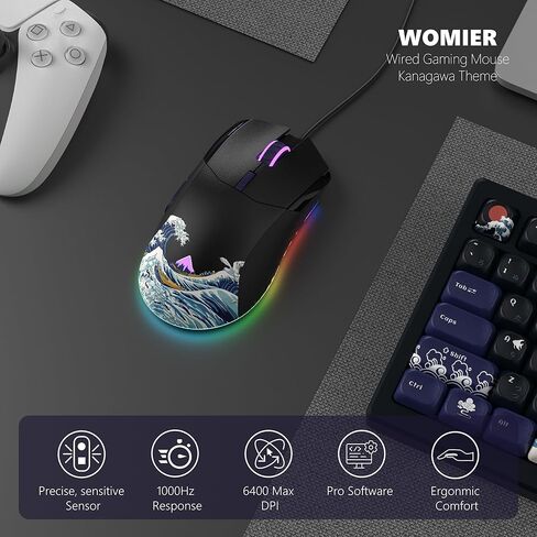 Womier 60% بالمائة لوحة مفاتيح الألعاب، WK61 لوحة مفاتيح سلكية ميكانيكية كريمية أنيمي، ماوس ألعاب سلكي، ماوس أنيمي RGB أسود مع مريح in Kuwait