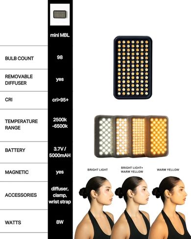 Mini Content Light – Portable Rechargeable LED Beauty Light for Phone, Selfies, Video, Makeup & Streaming – Adjustable Brightness & Color Temperature, USB-C, Magnetic Mount in Kuwait