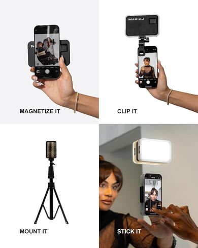Mini Content Light – Portable Rechargeable LED Beauty Light for Phone, Selfies, Video, Makeup & Streaming – Adjustable Brightness & Color Temperature, USB-C, Magnetic Mount in Kuwait