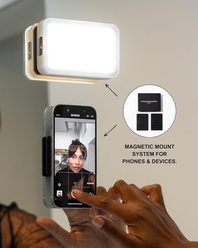 Mini Content Light – Portable Rechargeable LED Beauty Light for Phone, Selfies, Video, Makeup & Streaming – Adjustable Brightness & Color Temperature, USB-C, Magnetic Mount in Kuwait