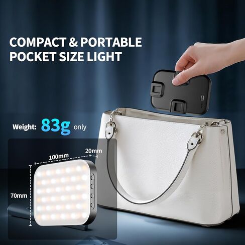 EMART 60 LED Selfie Light for iPhone, Protable Clip Light for Phone Camera with 360° & 160° Rotatable Adapter Attachment, CRI 97+ 2200mAh Rechargeable for Influencer Video Recording Makeup in Kuwait