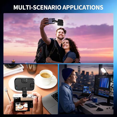 EMART 60 LED Selfie Light for iPhone, Protable Clip Light for Phone Camera with 360° & 160° Rotatable Adapter Attachment, CRI 97+ 2200mAh Rechargeable for Influencer Video Recording Makeup in Kuwait