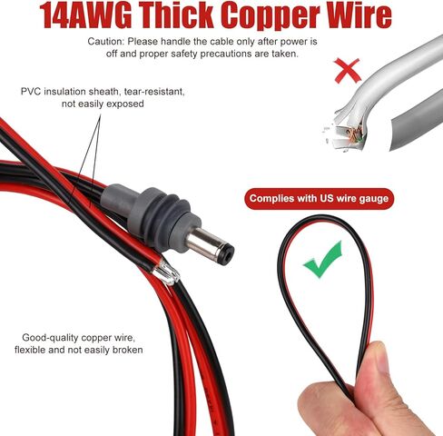 2pcs DC5521 DC Power Cable for Starlink Mini, 14AWG 5.5x2.1mm Male Plug to Bare Wire Pigtails 1m/3.28ft Extension Cord for Starlink Mini Accessories DIY Replacement in Kuwait