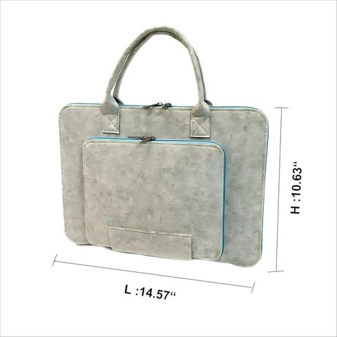 13-14 Inch Laptop Bag with Handle, Wool Laptop Carrying Case & Computer Bag with Multiple Pockets,Lightweight Felt Business Laptop Sleeve(Grey) in Kuwait