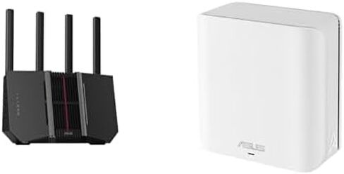 Bundle of ASUS RT-BE92U Tri-Band WiFi 7 Router, Subscription-Free Network Security & Comprehensive VPN Features + ZenWiFi BD4 (1-Pack) Dual-Band WiFi 7 Mesh, 2450 sq. ft., Parental Controls Included in Kuwait