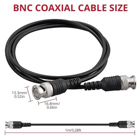 BINTA 2PCS BNC Male to BNC Male Coax Cable, 50 Ohm Coaxial Cable with Connectors for Antenna Analyzer, Camera, Security CCTV Oscilloscope Scope Signal, 3.3ft/1M in Kuwait