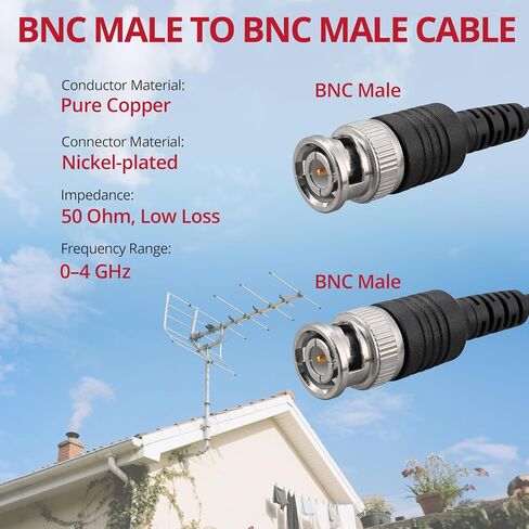 BINTA 2PCS BNC Male to BNC Male Coax Cable, 50 Ohm Coaxial Cable with Connectors for Antenna Analyzer, Camera, Security CCTV Oscilloscope Scope Signal, 3.3ft/1M in Kuwait