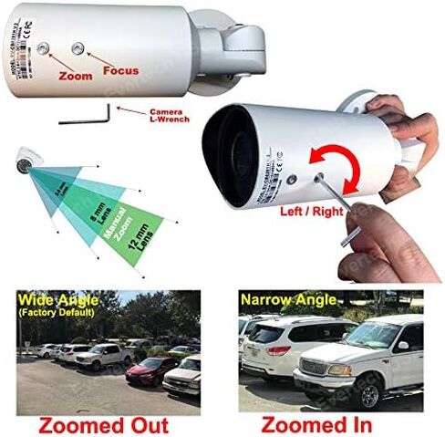 Evertech 1080p Outdoor Night Vision CCTV Security Camera HD TVI CVI AHD Indoor Weatherproof 2.8-12mm Manual Zoom Bullet White for CCTV Security Surveillance Systems in Kuwait