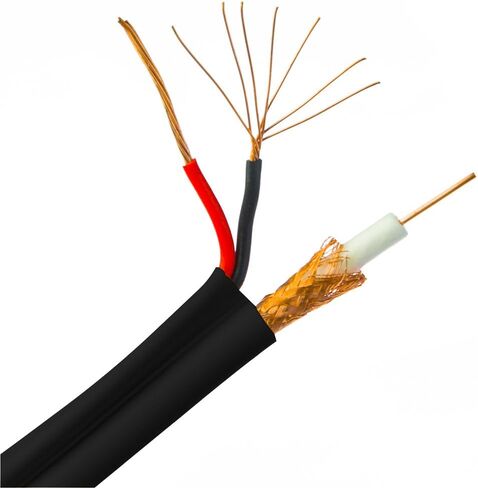 RG6 سيامي محوري + كابل طاقة، 18AWG محور نحاسي صلب، 18/2 طاقة نحاسية مجدولة، سترة سوداء مربوطة، بكرة، 1000 قدم in Kuwait