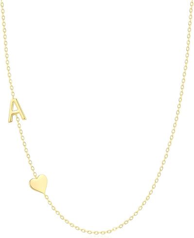 TOBENY Dainty Gold القلائد الأولية للنساء، 14k مطلية بالذهب جانبية حرف قلادة شخصية A-Z اسم القلب قلادة قلادة صغيرة لطيف حرف واحد فقط قلادة للفتيات في سن المراهقة هدية المجوهرات in Kuwait