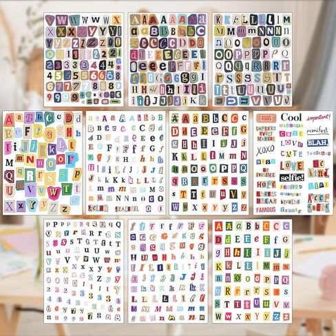 1499 PCS Magazine Letter Stickers, Vintage 20 Sheets Scrapbook Letter Stickers Small Self Adhesive Ransom Alphabet Stickers for Scrapbooking Supplies Junk Journal Journaling Laptop Water Bottle in Kuwait