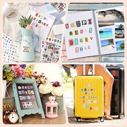 1499 PCS Magazine Letter Stickers, Vintage 20 Sheets Scrapbook Letter Stickers Small Self Adhesive Ransom Alphabet Stickers for Scrapbooking Supplies Junk Journal Journaling Laptop Water Bottle in Kuwait