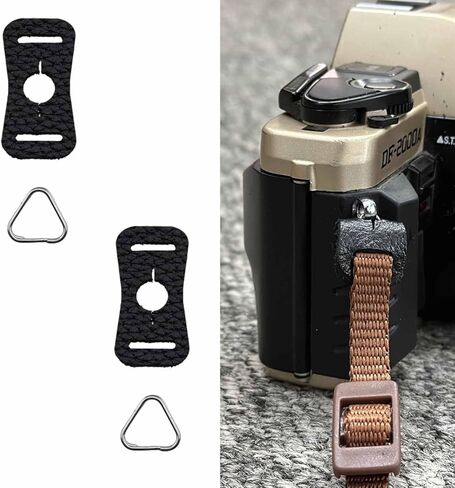 6PCS Black Camera Strap Adapter Buckle Leather Case Scratch Resistant Pad with Triangular Ring Suitable for Lanyards and Belts in Kuwait