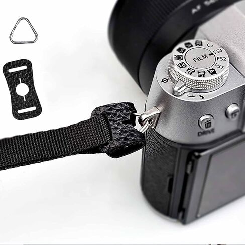 6PCS Black Camera Strap Adapter Buckle Leather Case Scratch Resistant Pad with Triangular Ring Suitable for Lanyards and Belts in Kuwait