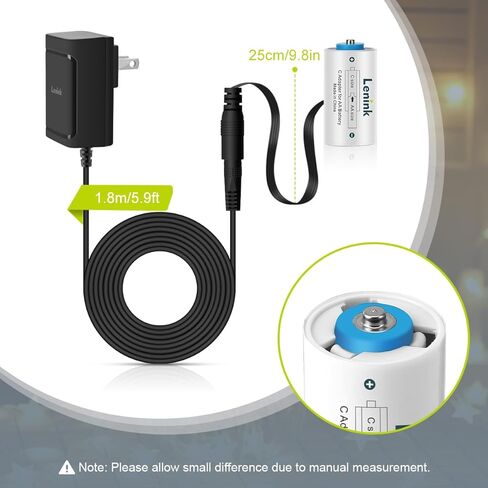 محول إمداد طاقة تيار متردد من لينينك لبطارية 2 C، ومحول بديل للبطارية C لإضاءة LED والديكورات (أسود) in Kuwait