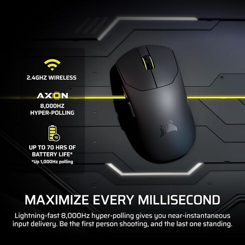 ماوس الألعاب اللاسلكي Corsair Sabre v2 PRO Ultralight FPS - 33000 نقطة في البوصة، وزن 36 جرام، فرط الاقتراع 8000 هرتز، مفاتيح ميكانيكية، عمر بطارية لاسلكي يصل إلى 70 ساعة، محور ويب - أسود (متجدد) in Kuwait