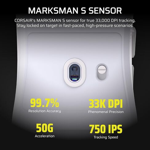 ماوس الألعاب اللاسلكي Corsair Sabre v2 PRO Ultralight FPS - 33000 نقطة في البوصة، وزن 36 جرام، فرط الاقتراع 8000 هرتز، مفاتيح ميكانيكية، عمر بطارية لاسلكي يصل إلى 70 ساعة، محور ويب - أسود (متجدد) in Kuwait