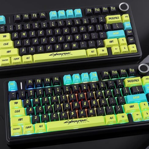 JOMKIZ Cyberpunk Edgerunners PBT Double Shot Side-Printed Keycaps, 146 Keys Cherry Profile Shine Through Keycap Set with Side Legends, Custom Backlit Keycaps for RGB Gaming Mechanical Keyboard in Kuwait