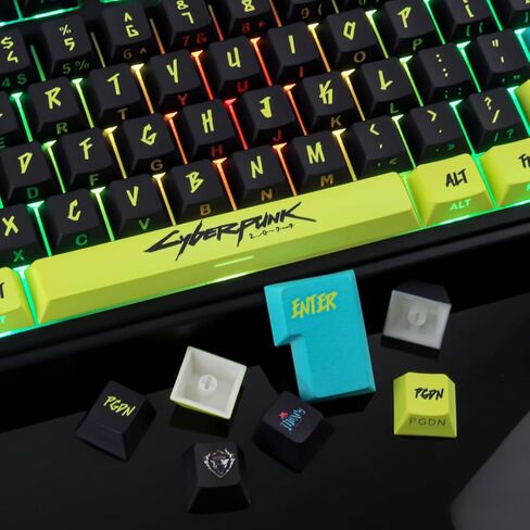 JOMKIZ Cyberpunk Edgerunners PBT Double Shot Side-Printed Keycaps, 146 Keys Cherry Profile Shine Through Keycap Set with Side Legends, Custom Backlit Keycaps for RGB Gaming Mechanical Keyboard in Kuwait