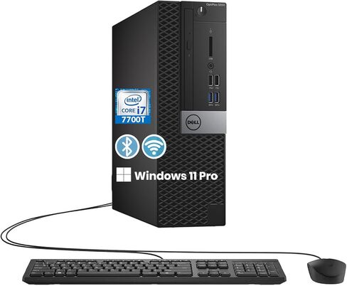 كمبيوتر سطح المكتب Dell OptiPlex 5050 SFF، Core i7-7700T 2.9 جيجا هرتز، ذاكرة وصول عشوائي 8 جيجا، 256 جيجا SSD، HDMI، لوحة مفاتيح وماوس، Windows 11 Pro (متجدد) in Kuwait