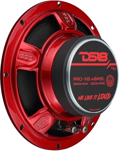 DS18 PRO-X8.4BMSL مكبر صوت ضحل متوسط ​​المدى مقاس 8 بوصات مع مكبر صوت رصاصي - مكبر صوت نحيف للسيارة بقوة 250 وات RMS 4 أوم، وعمق تركيب 2.71 بوصة، وحساسية عالية 95 ديسيبل، وصوت احترافي in Kuwait