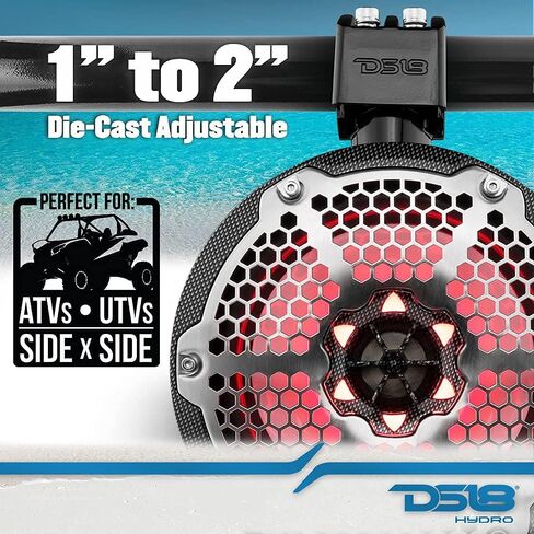 DS18 Hydro CF-X8TP 8 أبراج بحرية مع مصابيح RGB LED مدمجة - أداء عالي، تصنيف IP65 من الدرجة البحرية، مستقر للأشعة فوق البنفسجية، 375 واط بحد أقصى 125 واط RMS 4 أوم (زوج) (متجدد) in Kuwait