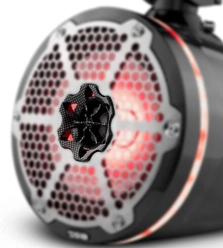 DS18 Hydro CF-X8TP 8 أبراج بحرية مع مصابيح RGB LED مدمجة - أداء عالي، تصنيف IP65 من الدرجة البحرية، مستقر للأشعة فوق البنفسجية، 375 واط بحد أقصى 125 واط RMS 4 أوم (زوج) (متجدد) in Kuwait