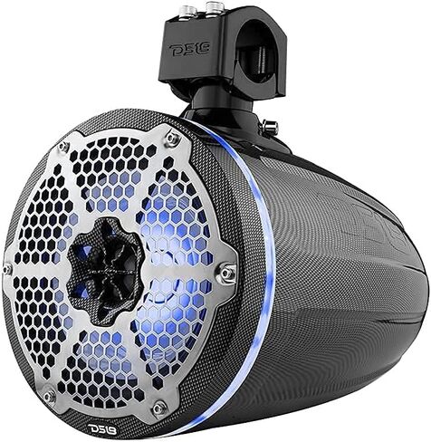 DS18 Hydro CF-X8TP 8 أبراج بحرية مع مصابيح RGB LED مدمجة - أداء عالي، تصنيف IP65 من الدرجة البحرية، مستقر للأشعة فوق البنفسجية، 375 واط بحد أقصى 125 واط RMS 4 أوم (زوج) (متجدد) in Kuwait
