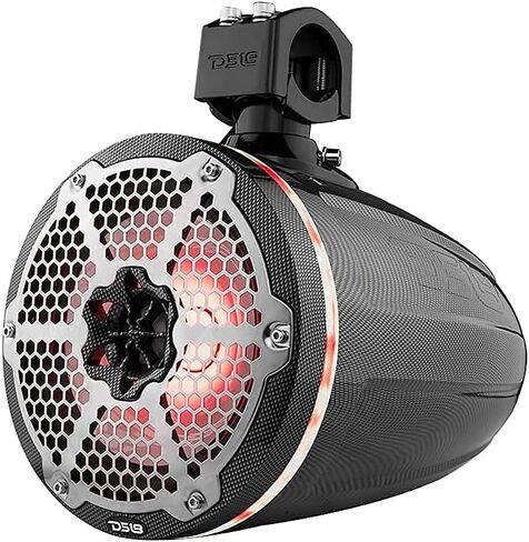 DS18 Hydro CF-X8TP 8 أبراج بحرية مع مصابيح RGB LED مدمجة - أداء عالي، تصنيف IP65 من الدرجة البحرية، مستقر للأشعة فوق البنفسجية، 375 واط بحد أقصى 125 واط RMS 4 أوم (زوج) (متجدد) in Kuwait
