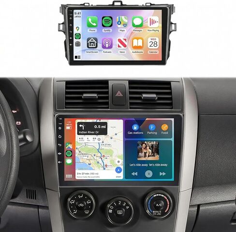5Ghz WiFi Car Radio Stereo for Toyota Corolla 2009-2013 2+64G, 9" Touch Screen/Android 15/Wireless CarPlay/Android Auto/DSP EQ/GPS/Bluetooth/FM/RDS/SWC/HD Backup Camera in Kuwait
