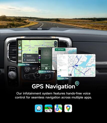 11.5 inch Car Stereo Radio for Dodge Ram Pickup 1500 2500 3500 2013 2014 2015 2016 2017 2018 with Wireless carplay/Android auto/Touchscreen/GPS Navigation/HD Backup Camera in Kuwait
