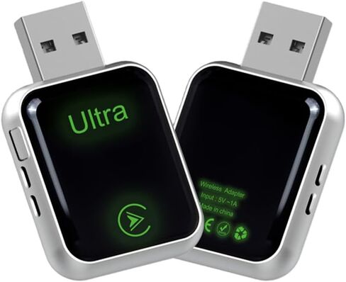 Wireless CarPlay Adapter for Apple & Android, 2-in-1 Adapter Convert with Function Buttons, Stable Connection & No Latency No Latency, Plug and Play, Compatible USB A/C (Silver) in Kuwait