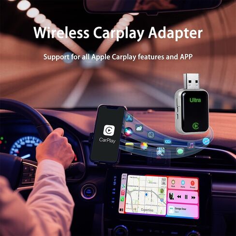 Wireless CarPlay Adapter for Apple & Android, 2-in-1 Adapter Convert with Function Buttons, Stable Connection & No Latency No Latency, Plug and Play, Compatible USB A/C (Silver) in Kuwait