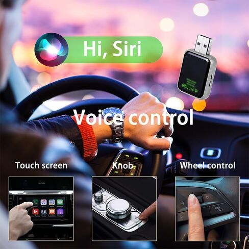 Wireless CarPlay Adapter for Apple & Android, 2-in-1 Adapter Convert with Function Buttons, Stable Connection & No Latency No Latency, Plug and Play, Compatible USB A/C (Silver) in Kuwait