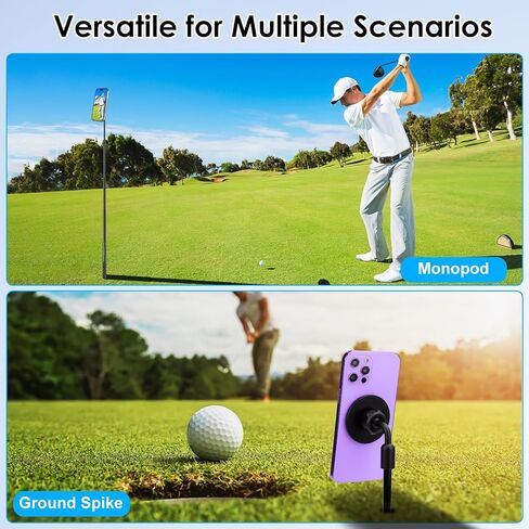 EEEKit Golf Monopod and Ground Stake Phone Holder, Aluminum Alloy Magnetic Selfie Stick for Recording Golf Swing, Multi Functional Filming Mount for Smartphones in Kuwait
