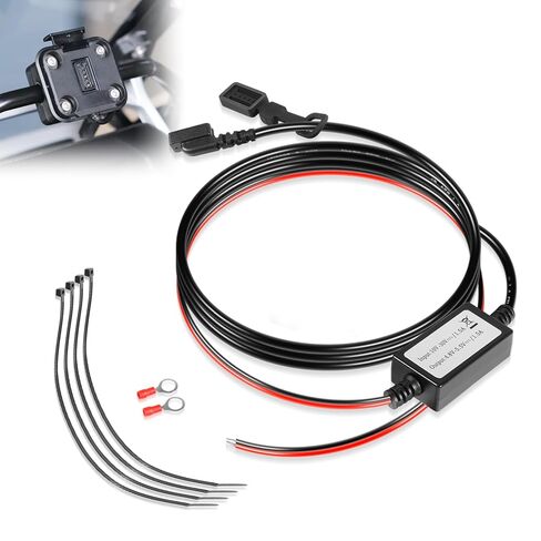 010-12953-03 كابل طاقة الدراجة النارية لـ Garmin Tread وzūmo XT Navigators، 10-30 فولت تيار مستمر أسلاك الطاقة المباشرة للدراجات النارية ATV UTV، مع طرف حلقي بنمط تجعيد وربطة كابل in Kuwait