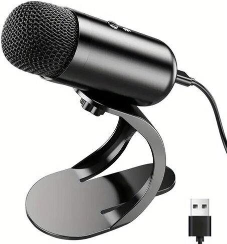 EBTOOLS USB PC Microphone, 360 Omnidirectional Sound Pickup Computer Mic with One Touch Mute and Indicator Light, for Live Streaming Gaming Podcast in Kuwait
