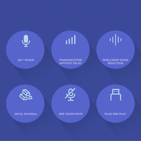 EBTOOLS USB PC Microphone, 360 Omnidirectional Sound Pickup Computer Mic with One Touch Mute and Indicator Light, for Live Streaming Gaming Podcast in Kuwait