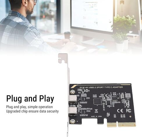 بطاقة توسيع PCIe إلى النوع C، نقل بيانات عالي السرعة 10 جيجابت في الثانية بمنفذين USB C PCI Express، بطاقة دعم شريحة ASM1142، مثالية للكمبيوتر المكتبي in Kuwait