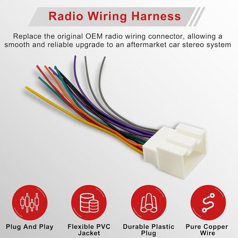 Radio Wiring Harness Connector for Ford 1999-2006 F150/F250 Ranger Explorer Escape, 2001-2003 Mustang, 1998-2005 Lincoln Mercury in Kuwait