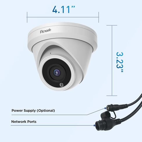 كاميرا مراقبة خارجية POE 4K 8MP UltraHD تجارية كاميرا مراقبة IP سلكية على شكل قبة مع ميكروفون مدمج للكشف عن المركبات البشرية IP67 مقاوم للطقس 100 قدم بالأشعة تحت الحمراء للرؤية الليلية موديل PD93A-4K-1 in Kuwait