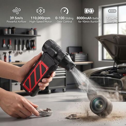 Diyeeni Jet Air Fan USB Rechargeable Handheld Fan Electric Air Duster with 110000 RPM 0-100 Sliding Speed Type C Fast Charging for Computer Cleaning Camping Outdoor Pet Drying in Kuwait