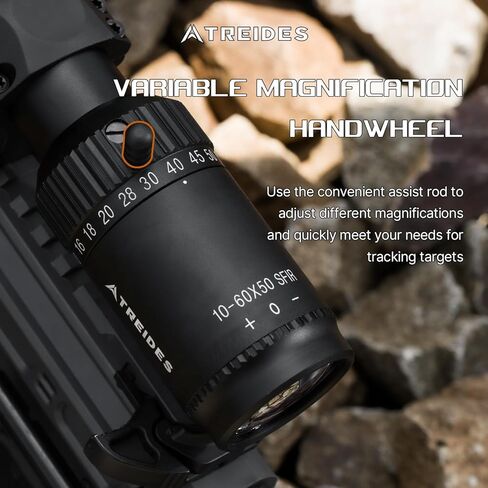 ATREIDES Dune 10-60X50 SFIR SFP Riflescope, 30mm Tube Hunting Optics with 20mm Rail Scope Rings in Kuwait