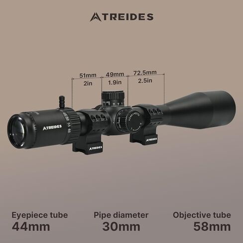 ATREIDES Dune 10-60X50 SFIR SFP Riflescope, 30mm Tube Hunting Optics with 20mm Rail Scope Rings in Kuwait