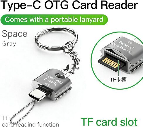 قارئ بطاقات من النوع C، قارئ بطاقات USB C 2 في 1 إلى TF/Micro SD، محول قارئ بطاقات OTG عالي السرعة 480 ميجا بت في الثانية، قارئ بطاقات ذاكرة رفيع للغاية من سبائك الزنك لهواتف Android، MacBook، الكمبيوتر الشخصي، الكاميرا in Kuwait