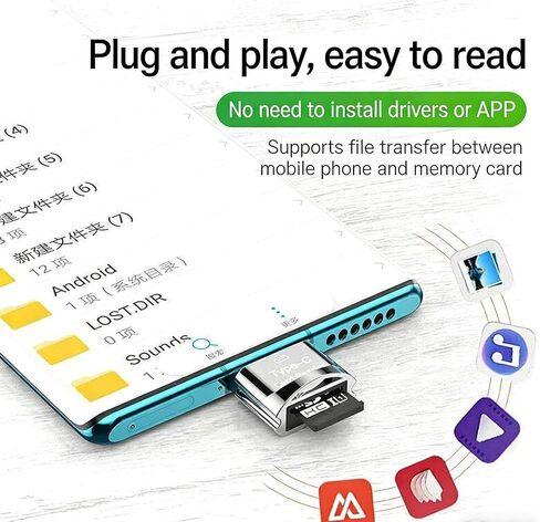 قارئ بطاقات من النوع C، قارئ بطاقات USB C 2 في 1 إلى TF/Micro SD، محول قارئ بطاقات OTG عالي السرعة 480 ميجا بت في الثانية، قارئ بطاقات ذاكرة رفيع للغاية من سبائك الزنك لهواتف Android، MacBook، الكمبيوتر الشخصي، الكاميرا in Kuwait