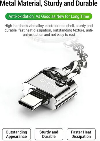 قارئ بطاقات من النوع C، قارئ بطاقات USB C 2 في 1 إلى TF/Micro SD، محول قارئ بطاقات OTG عالي السرعة 480 ميجا بت في الثانية، قارئ بطاقات ذاكرة رفيع للغاية من سبائك الزنك لهواتف Android، MacBook، الكمبيوتر الشخصي، الكاميرا in Kuwait